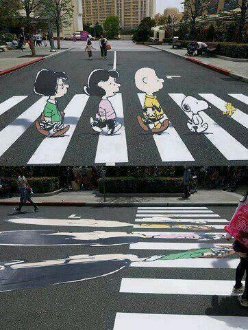 picture of charlie brown street art optical illusion